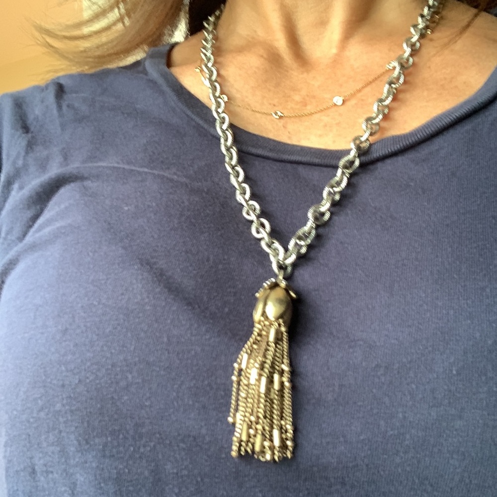 Handmade tassel necklace from recycled vintage pieces